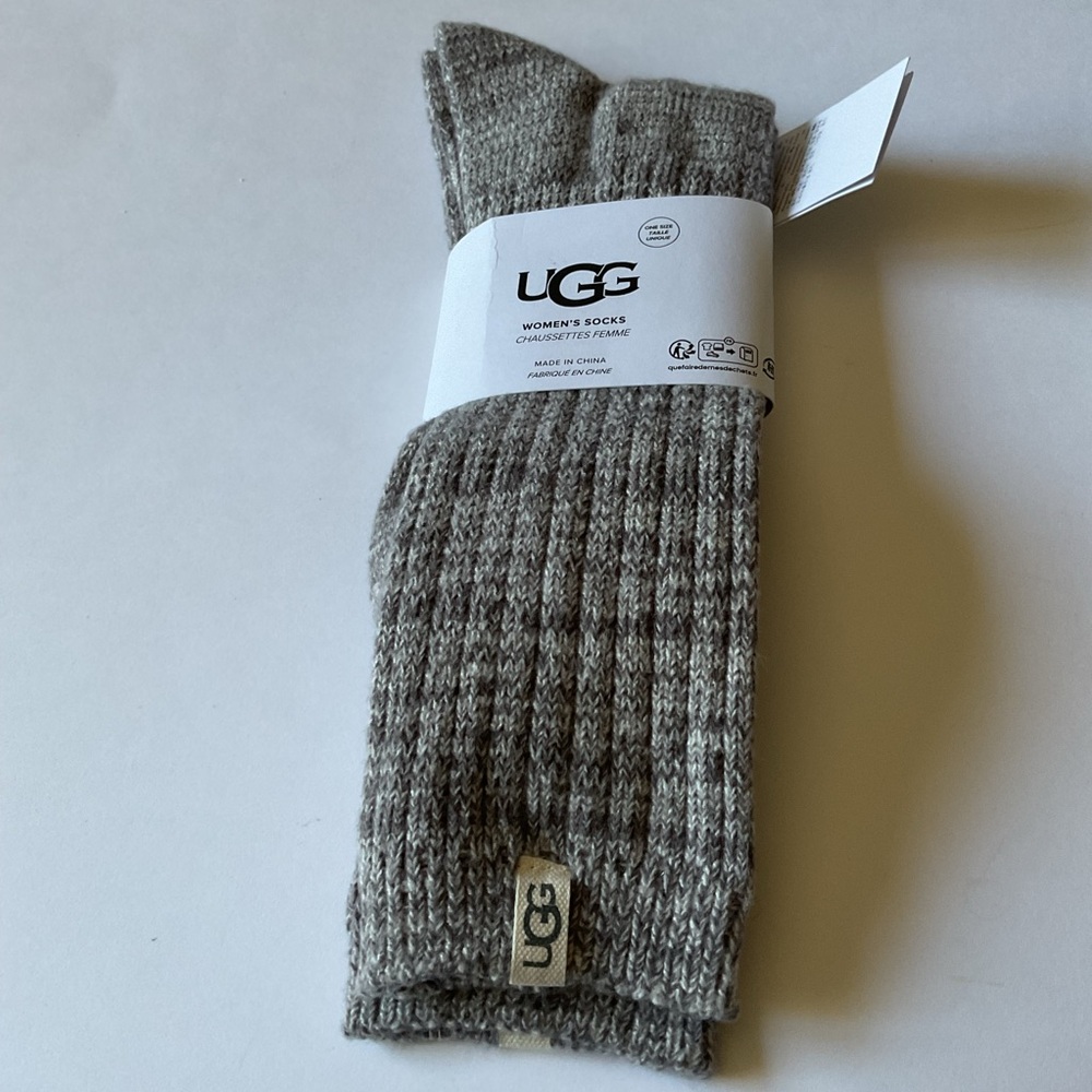 UGG RIB KNIT SLOUCH CREW SOCKS IN NIGHTFALL GRAY WOMENS ONE SIZE NWT - Picture 3 of 16